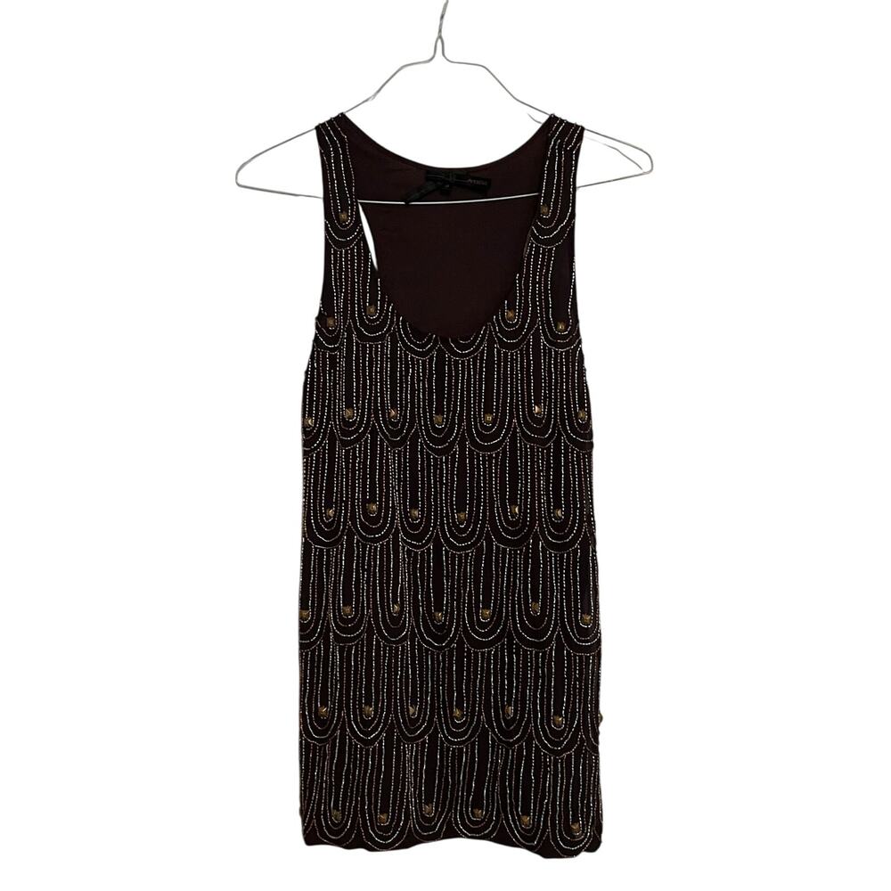 Women's Anaikka Beaded Copper & Silver Coca Sleeveless Mini Dress Size 2